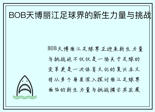 BOB天博丽江足球界的新生力量与挑战
